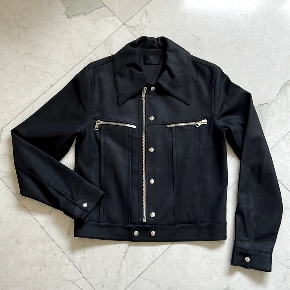 RTA- Black leather oversize jacket, size XS. Silver hardware zips & snaps ✨🔥😎
